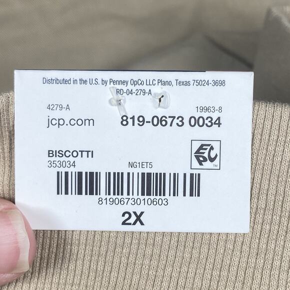 St John's Bay Wide Leg Crop Pants Women's Size 2X Pull On Tencel Beige Biscotti - Picture 7 of 7